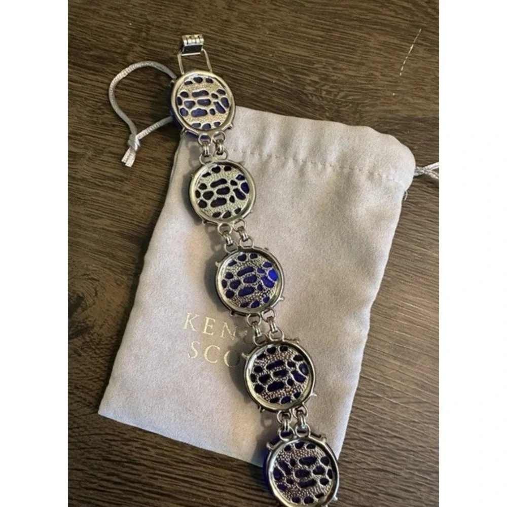 Kendra Scott Cassie Bracelet Faceted Gumdrop Round Statement Cobalt Blue Gold